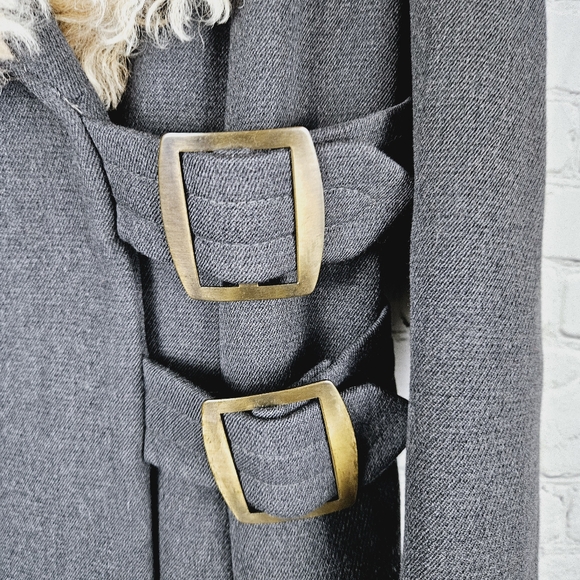 VINTAGE | union made fur collar long trench lined coat - Picture 4 of 11